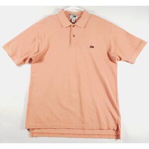 Perlis Polo Shirt Mens Medium Peach Cotton Short Sleeve Regular Fit